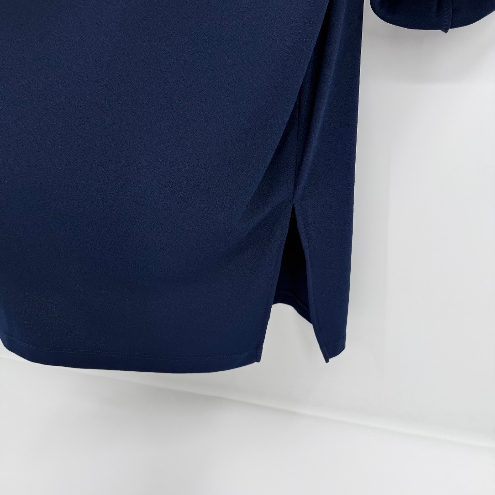 Susan Graver Dress Women 2X Blue Button Up Roll Tab Sleeve Stretch Office Casual - Picture 4 of 10